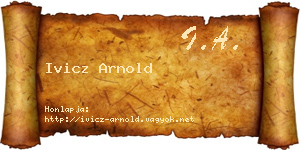 Ivicz Arnold névjegykártya